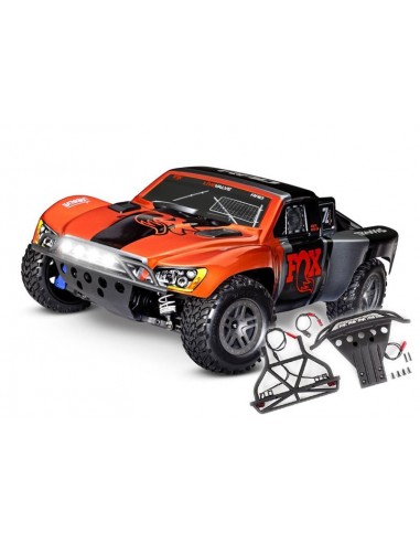 Automodel Traxxas Slash 4x4 BL-2S Brushless Short Course 1/10 RTR Fox Racing cu Kit Lumini Cadou