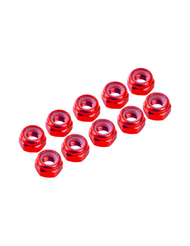 Set piulite cu autoblocare 4mm 10 buc Rosu
