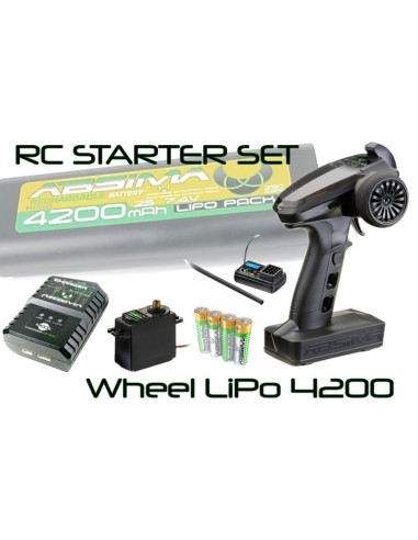 Pachet Pornire Electrice: Acumulator Lipo/Incarcator LC-2.0/Radiocomanda CR4S/Servomecanism/ Baterii Alkaline Absima