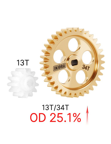 Spur in alamă cu pinion motor din plastic 13/34T pentru Losi Micro-B / Micro-T Injora