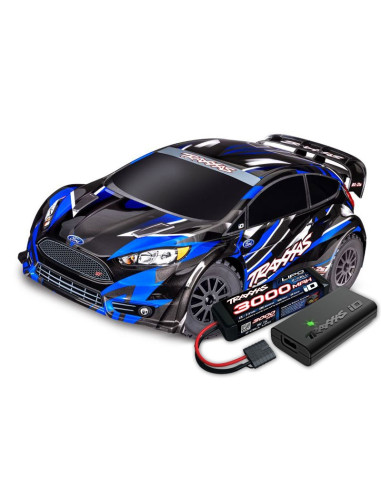 Automodel TRAXXAS Ford Fiesta ST 4x4 BL-2S 1/10 Rally RTR Brushless - Albastru - cu Acumulator si Incarcator