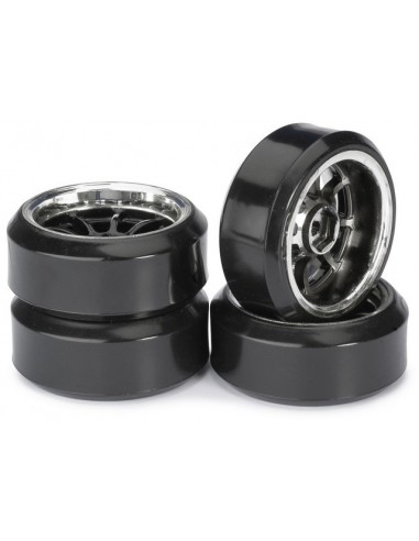 Set roti Drift LP " 9-Spoke / Profile C Negru/Cromate 1:10 (4 buc)